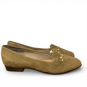 🌿 Vintage Easy Spirit Suede Horsebit Loafers – Olive Taupe – Classic 90s Style